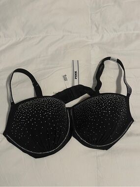 PINK Victoria's Secret Black Rhinestone Demi Bra